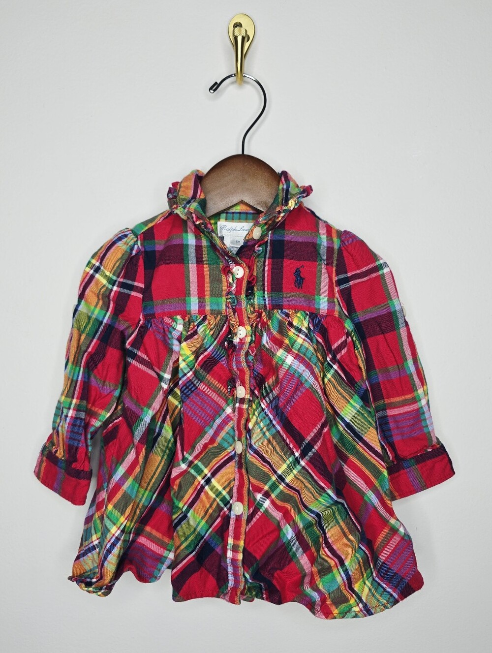 Ralph Lauren Flannel Plaid Dress Size 6 Months